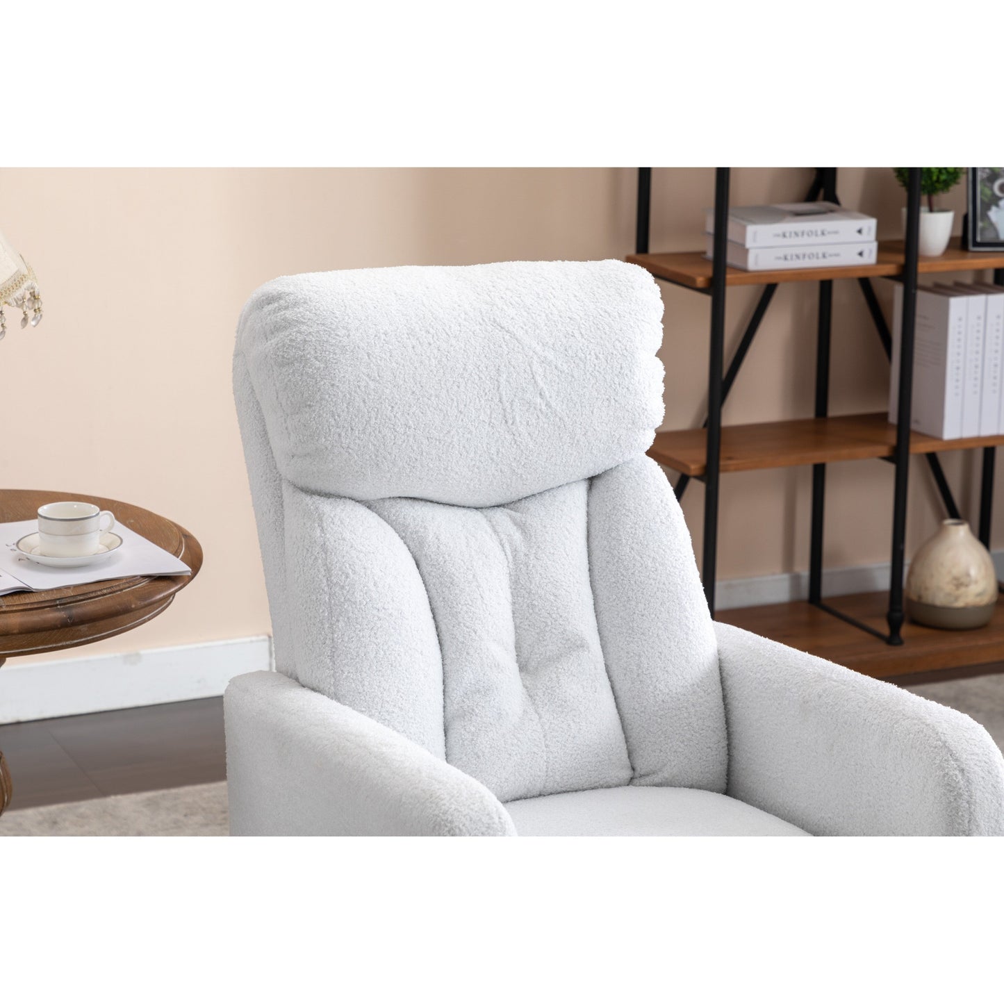 022-Fauteuil à bascule pivotant en lin avec poche