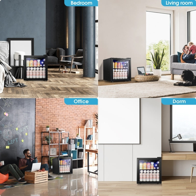 Réfrigérateur à boissons de 1,3 pi³ - Mini-réfrigérateur pour 48 canettes et 12 bouteilles, porte vitrée, commande tactile électronique