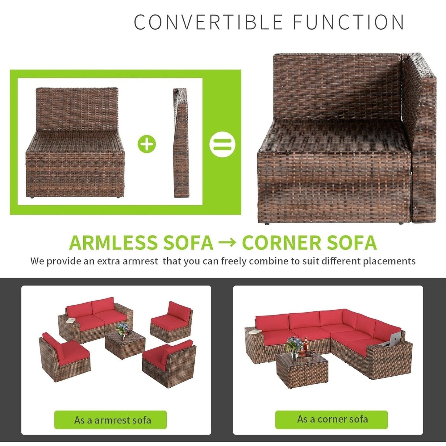 Ensemble de meubles de patio 10 pièces avec table et foyer