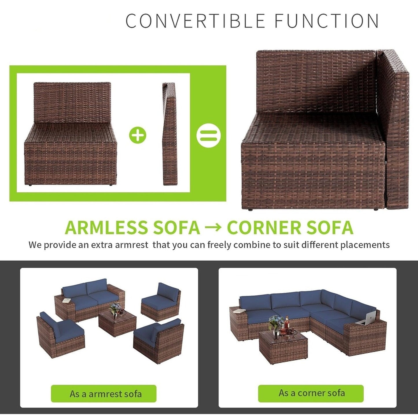 Ensemble de meubles de patio 10 pièces avec table et foyer