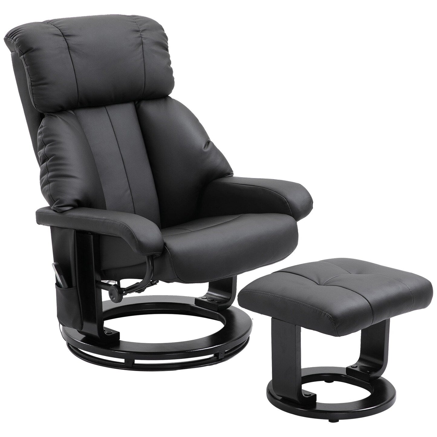 Fauteuil de massage à vibrations 10 points, pivotant et inclinable, en cuir PU, avec dossier réglable, repose-pieds et télécommande