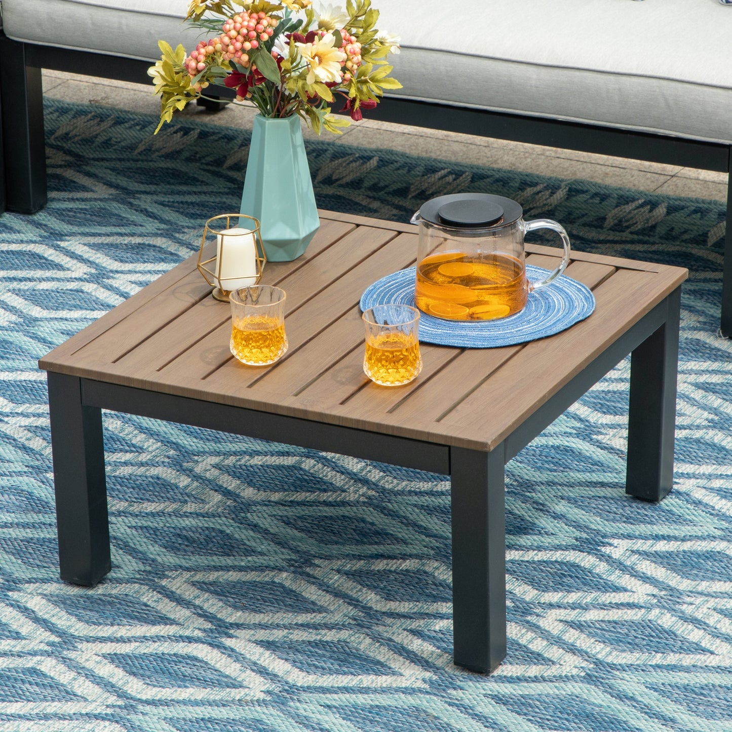 Ensemble de canapés sectionnels de patio 10 places, cadre en acier avec revêtement électrolytique, ensembles de conversation avec table d'appoint intégrée, coussin gris