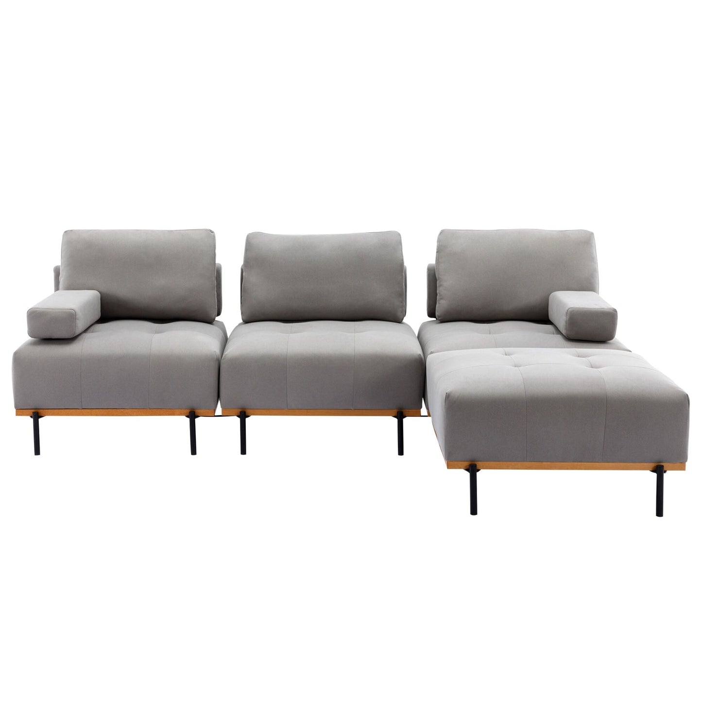 Canapé en L en tissu de 100,7 po avec pouf amovible et pieds en métal
