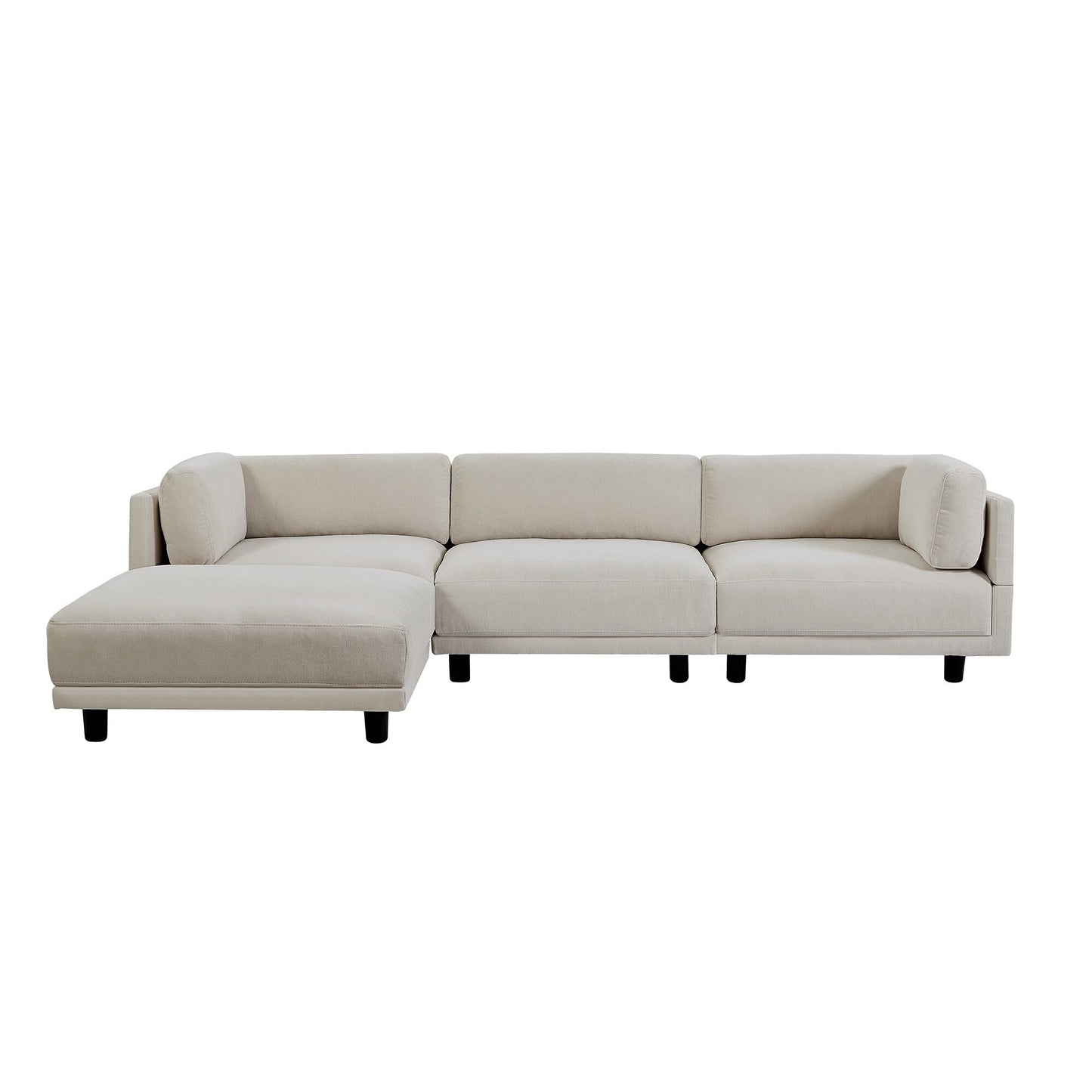 Canapé sectionnel en L en polyester 102,4 avec repose-pieds réversible, coussins épais et pieds en plastique résistants