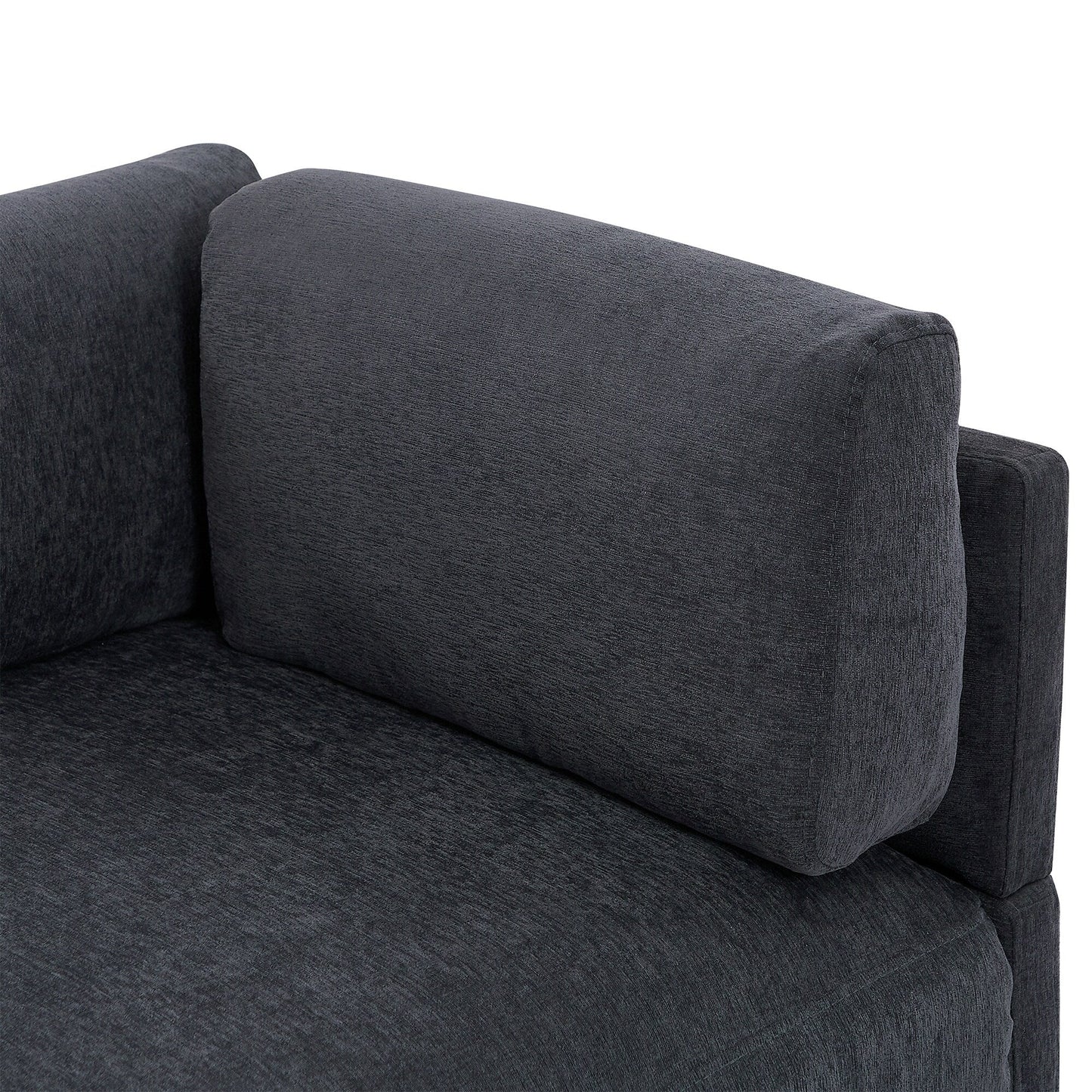 Canapé sectionnel en L en polyester 102,4 avec repose-pieds réversible, coussins épais et pieds en plastique résistants