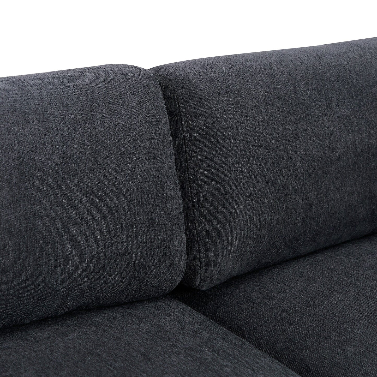 Canapé sectionnel en L en polyester 102,4 avec repose-pieds réversible, coussins épais et pieds en plastique résistants