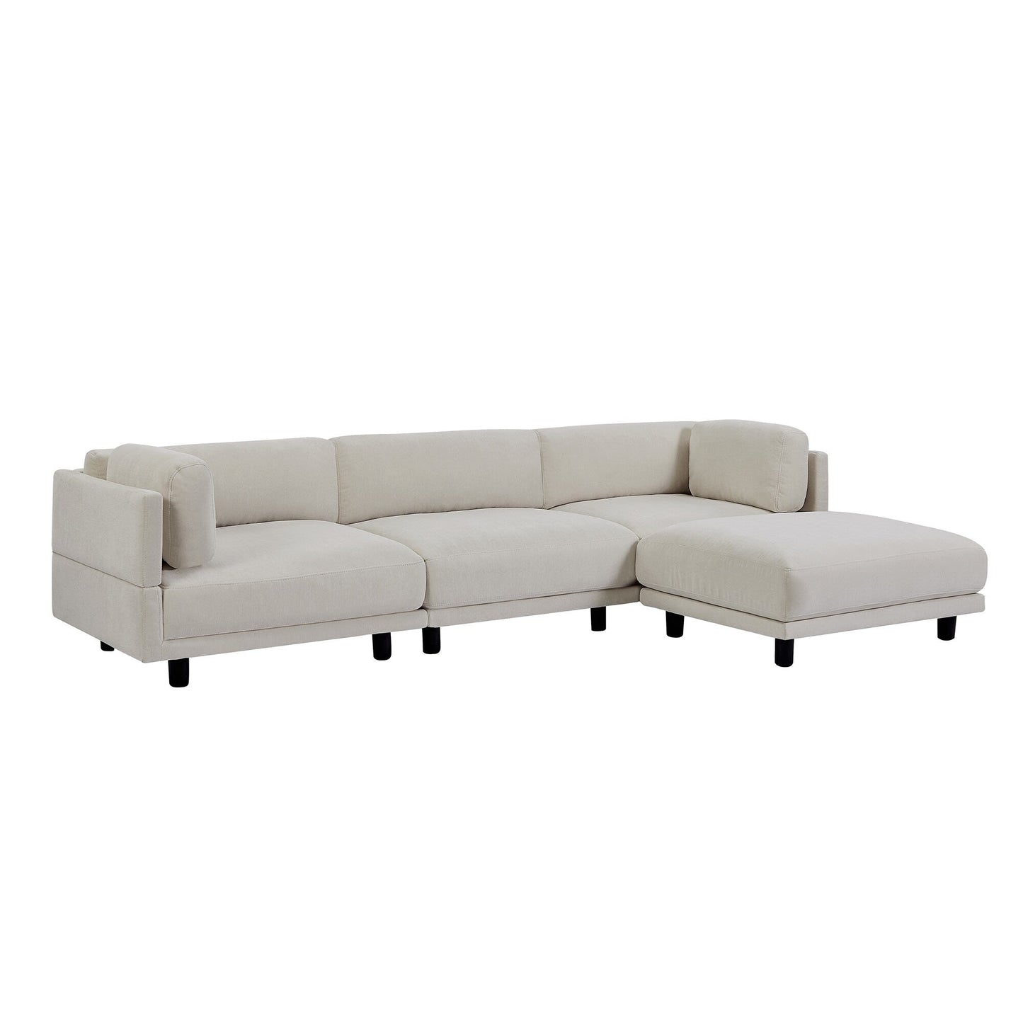 Canapé sectionnel en L en polyester 102,4 avec repose-pieds réversible, coussins épais et pieds en plastique résistants