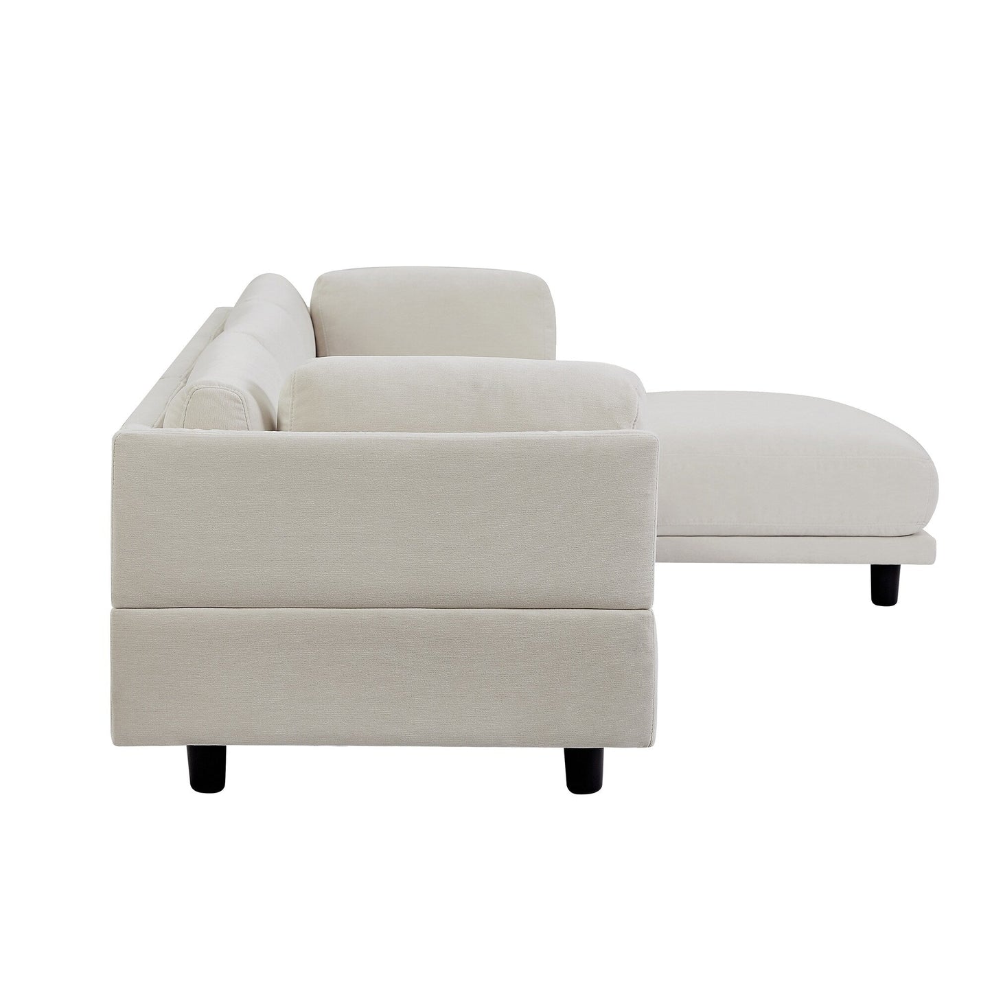 Canapé sectionnel en L en polyester 102,4 avec repose-pieds réversible, coussins épais et pieds en plastique résistants