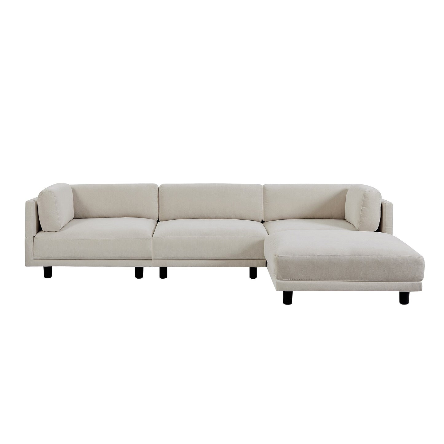 Canapé sectionnel en L en polyester 102,4 avec repose-pieds réversible, coussins épais et pieds en plastique résistants