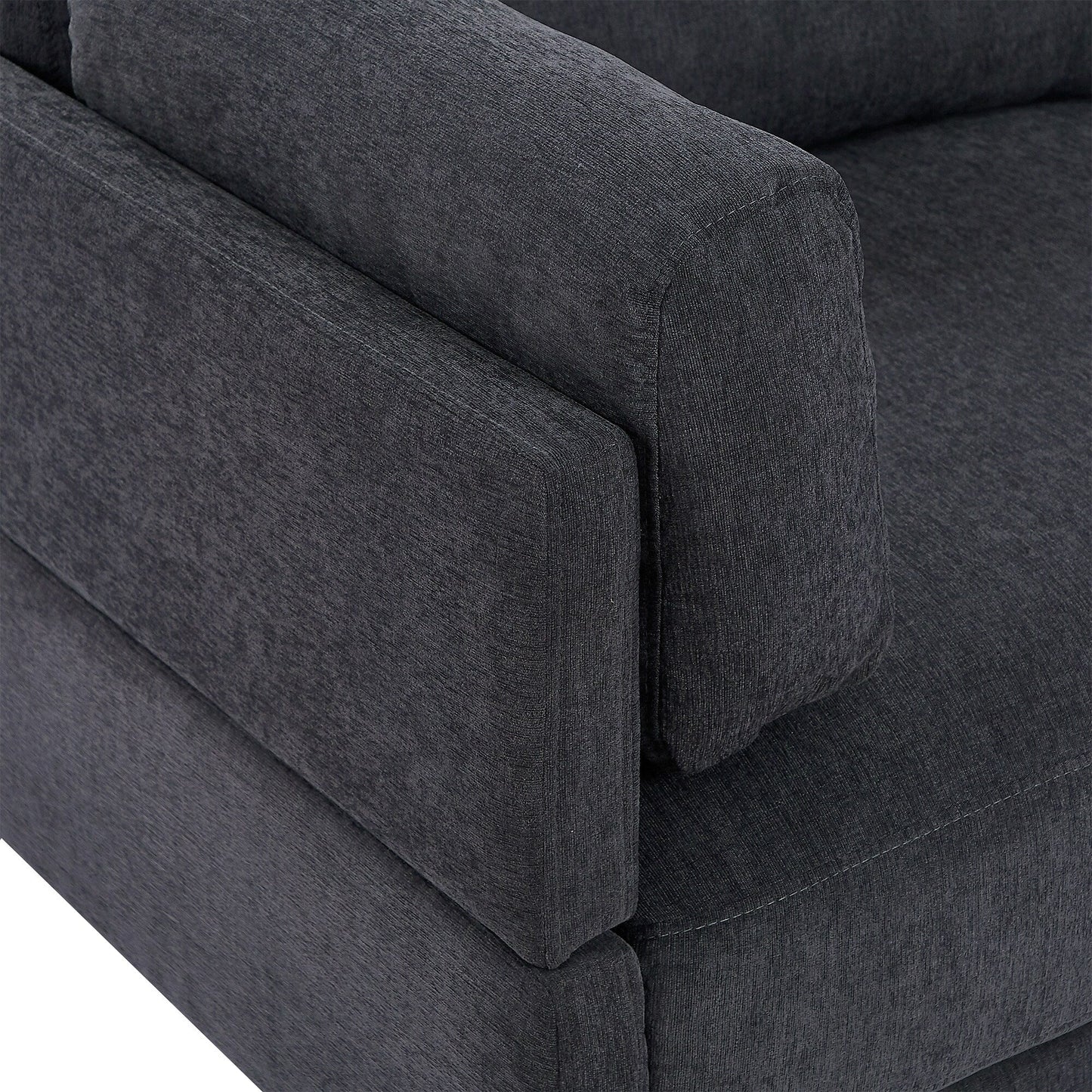 Canapé sectionnel en L en polyester 102,4 avec repose-pieds réversible, coussins épais et pieds en plastique résistants