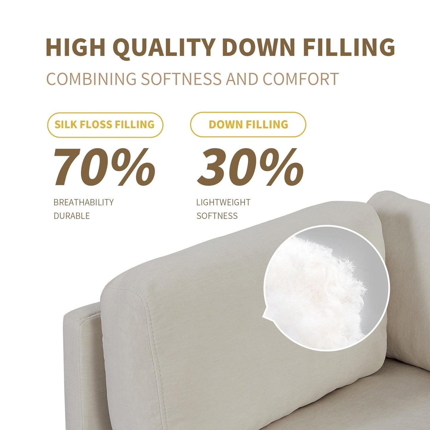 Canapé sectionnel en polyester en forme de L de 102,4 po avec repose-pieds réversible, coussins épais et pieds en plastique durable