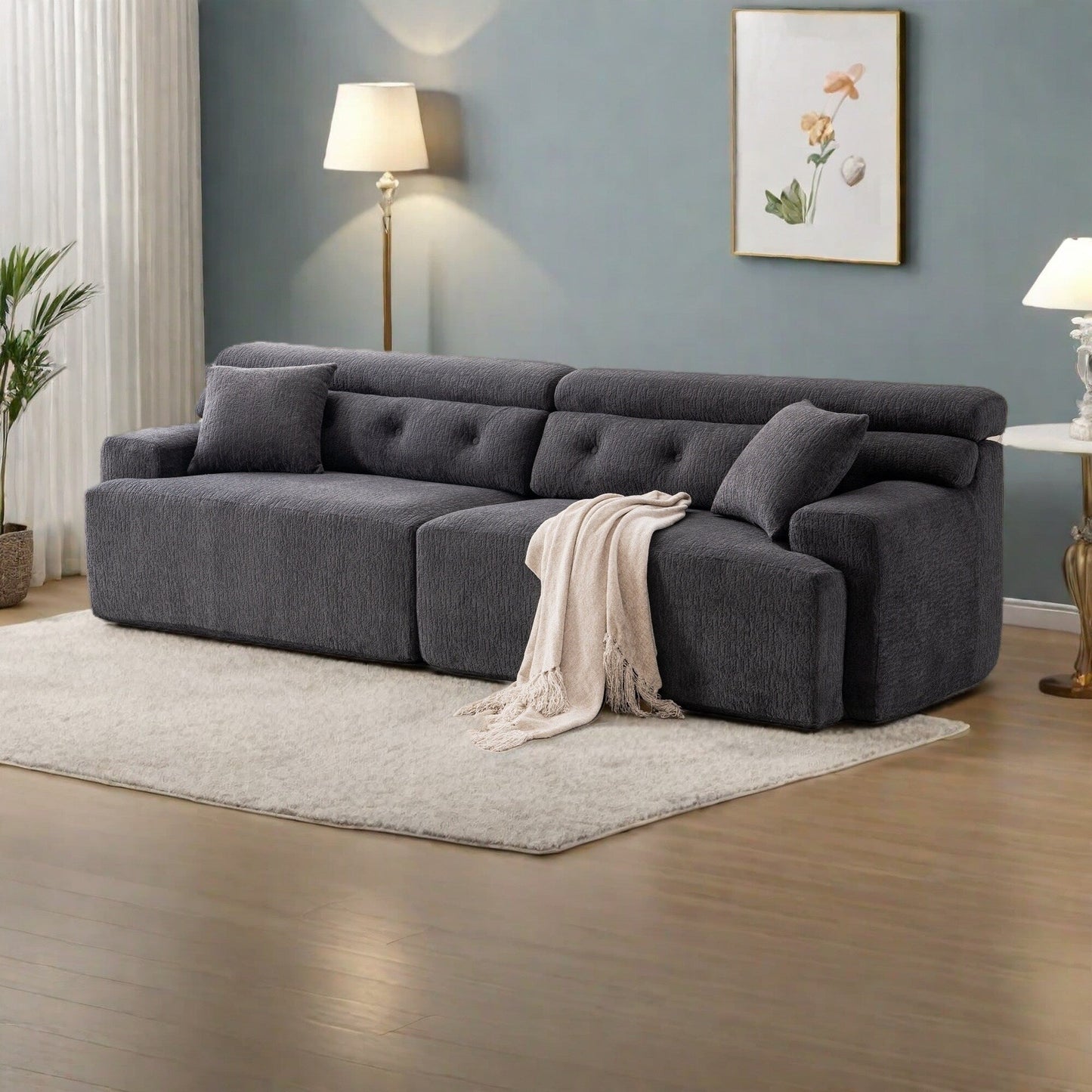 Canapé 4 places en tissu 103.2 avec 2 coussins gratuits, assise profonde et dossier surélevé - Éponge haute densité de qualité supérieure
