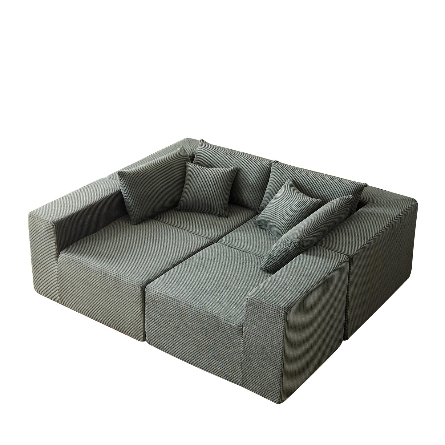Canapé modulaire en L de 104 pouces en velours côtelé, ensemble de canapés de sol, canapé compressé rempli de mousse, combinaison gratuite de 4 pièces