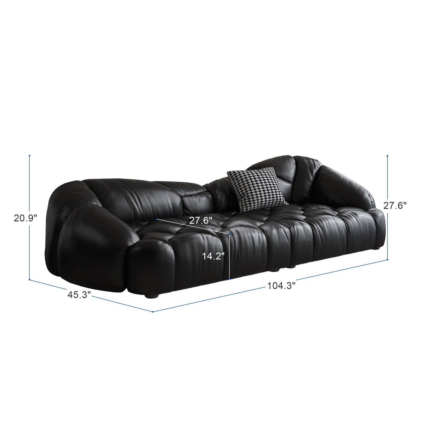 Canapé rembourré en cuir 104,3 - 104,3 x 45,3