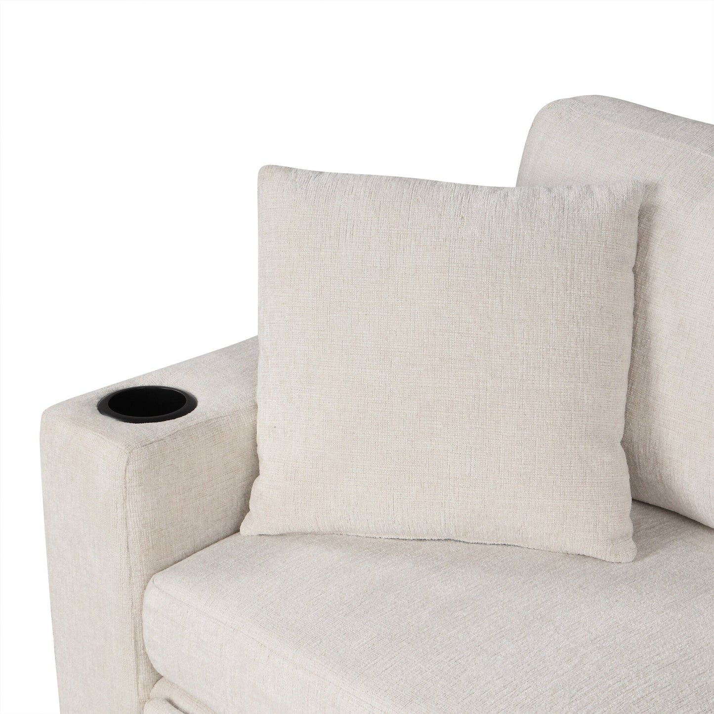 Canapé sectionnel modulaire en U de 108 pouces avec canapé-lit gigogne, ports USB et deux porte-gobelets pour le salon