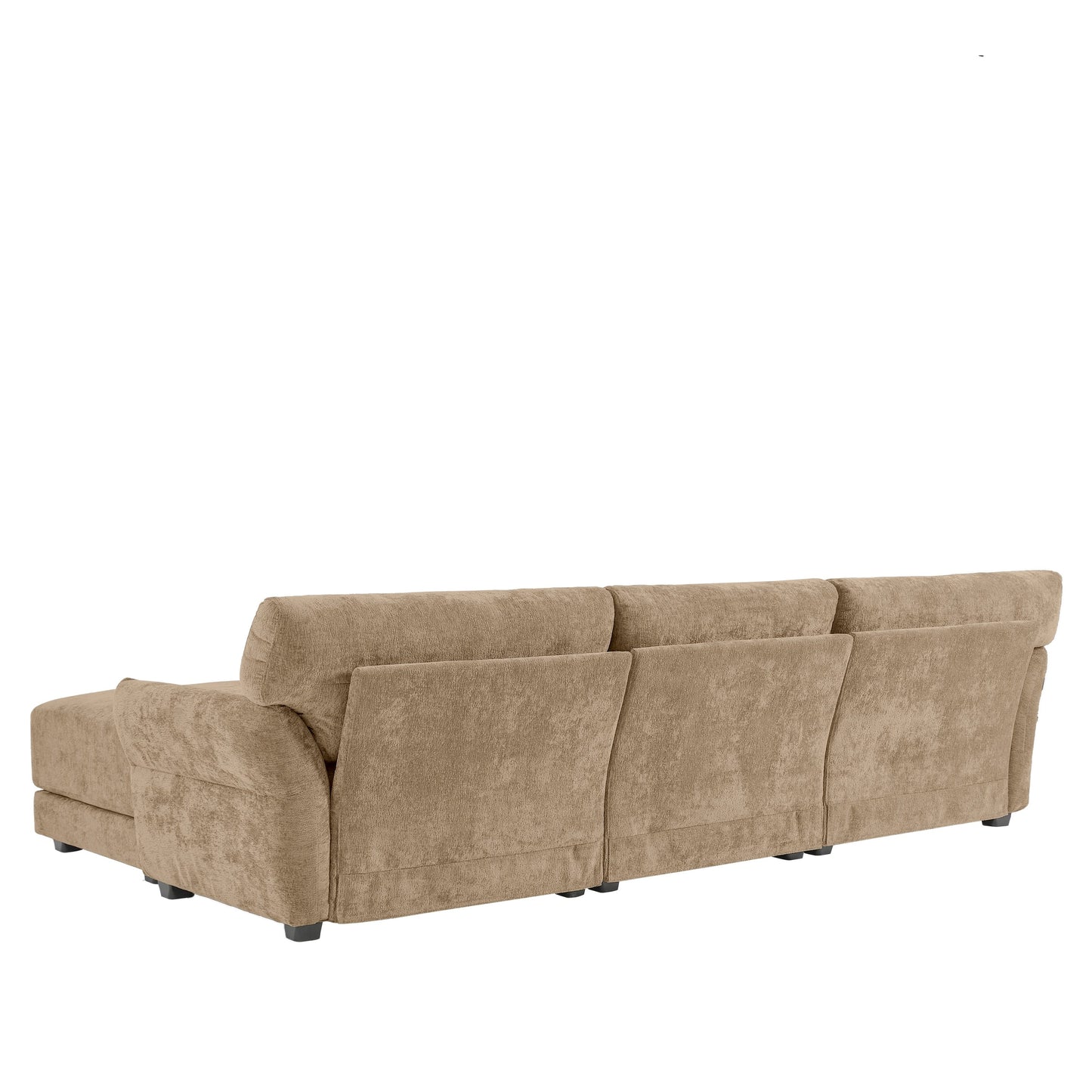 Canapé sectionnel en chenille de 110 pouces en forme de L avec chargement USB et Type-C, accoudoirs en pétales et pouf amovible pour le salon