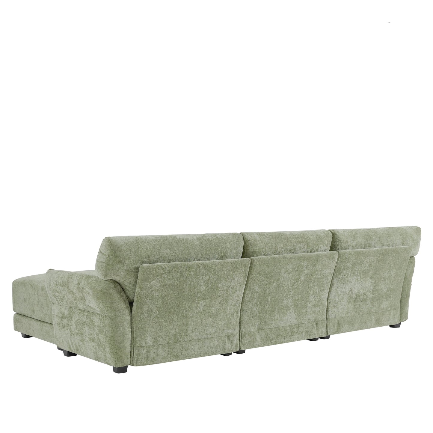Canapé sectionnel en chenille de 110 pouces en forme de L avec chargement USB et Type-C, accoudoirs en pétales et pouf amovible pour le salon