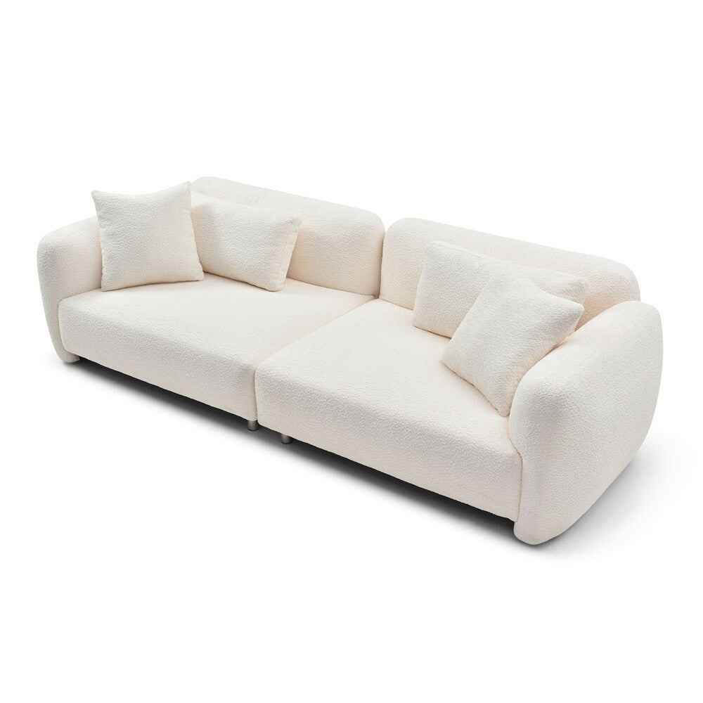 Canapé 3 places en velours style Mid-Century avec 4 coussins