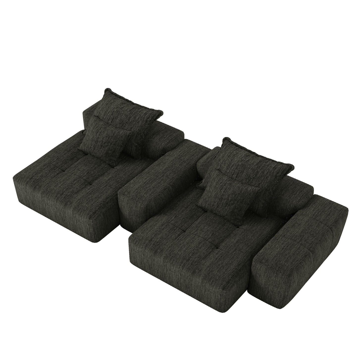 Canapé modulaire 4 places en chenille, capitonné et scintillant, base antidérapante, 113,39 $