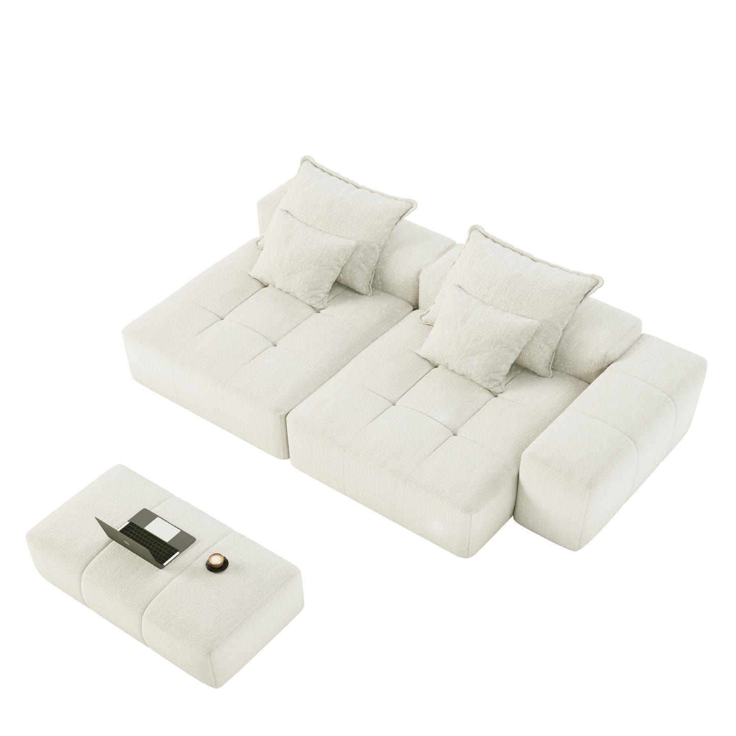 Canapé modulaire 4 places en chenille, capitonné et scintillant, base antidérapante, 113,39 $