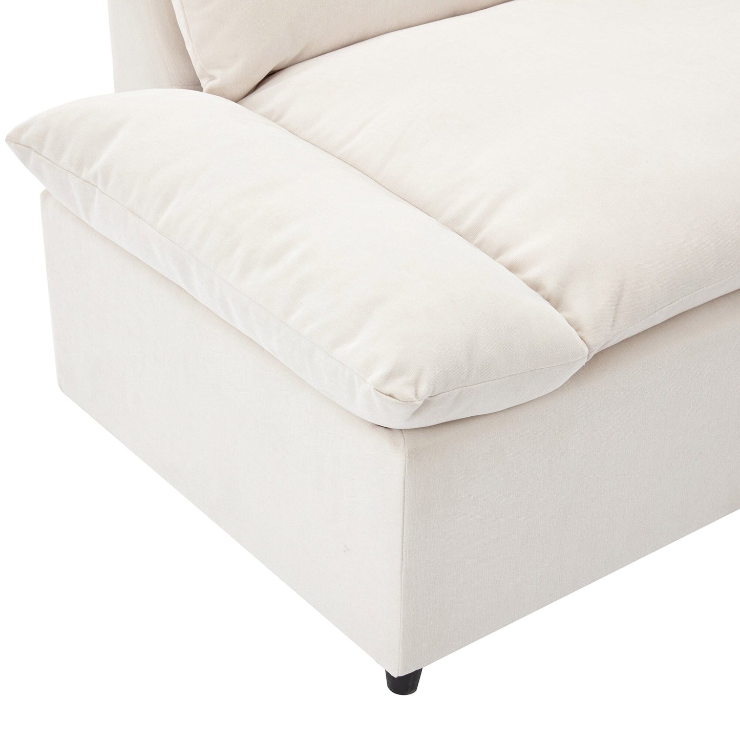 Grand canapé 3 places en polyester de 119,5 pouces avec 2 unités de rangement et pieds en bois d'hévéa pour le salon