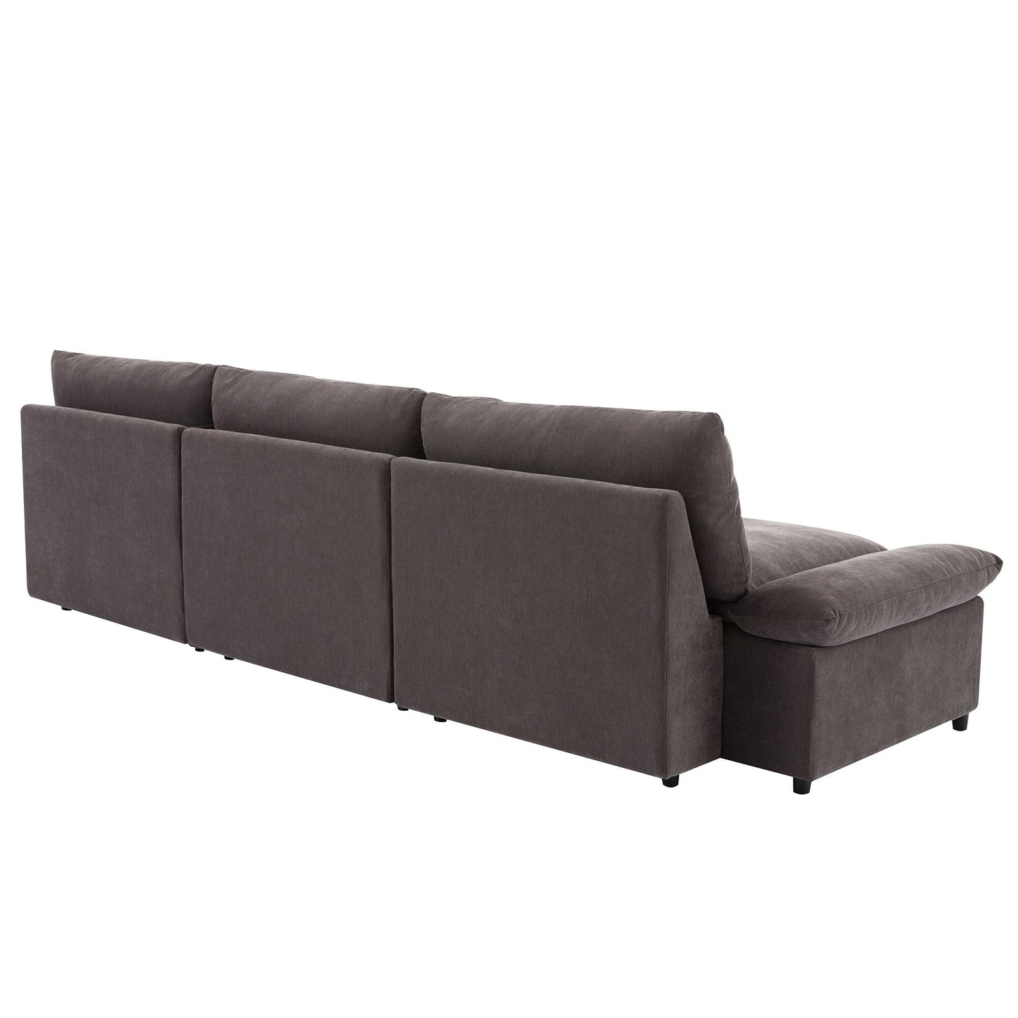 Grand canapé 3 places en polyester de 119,5 pouces avec 2 unités de rangement et pieds en bois d'hévéa pour le salon