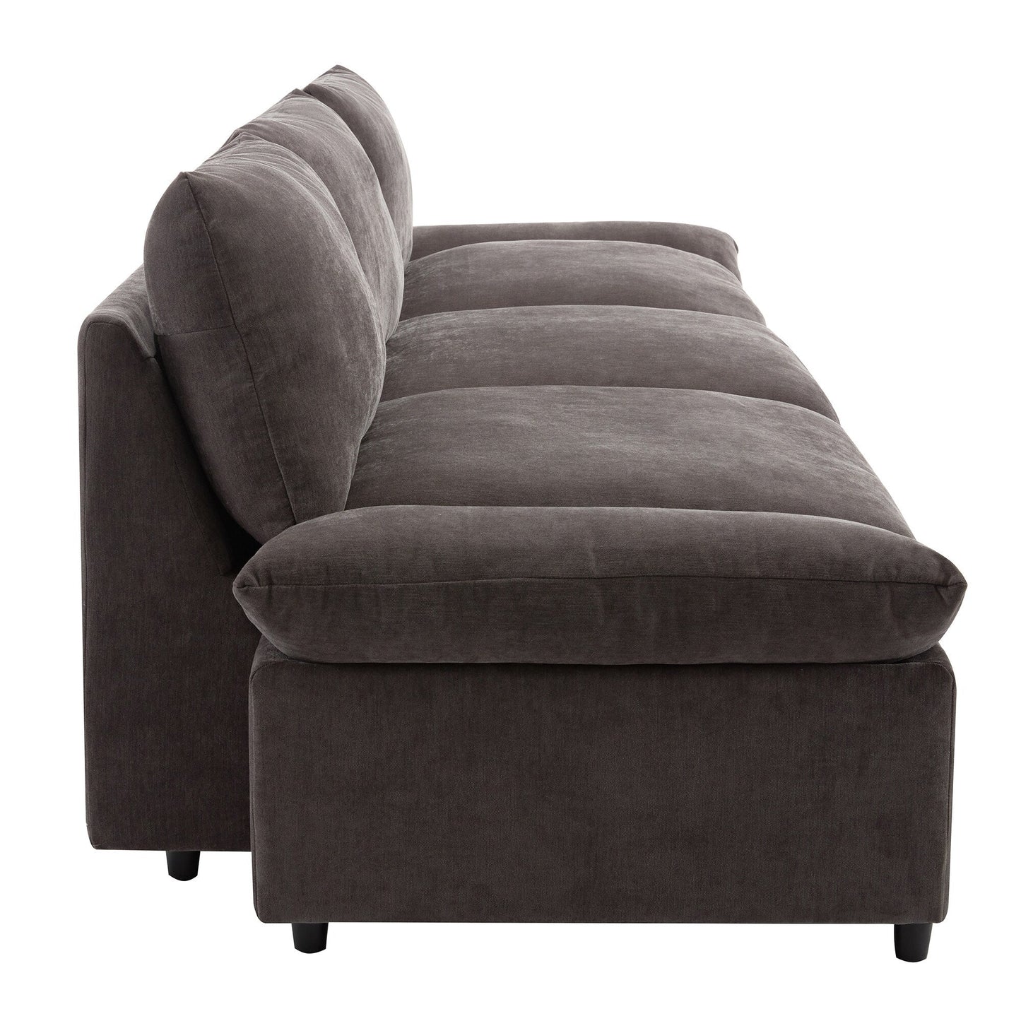 Grand canapé 3 places en polyester de 119,5 pouces avec 2 unités de rangement et pieds en bois d'hévéa pour le salon