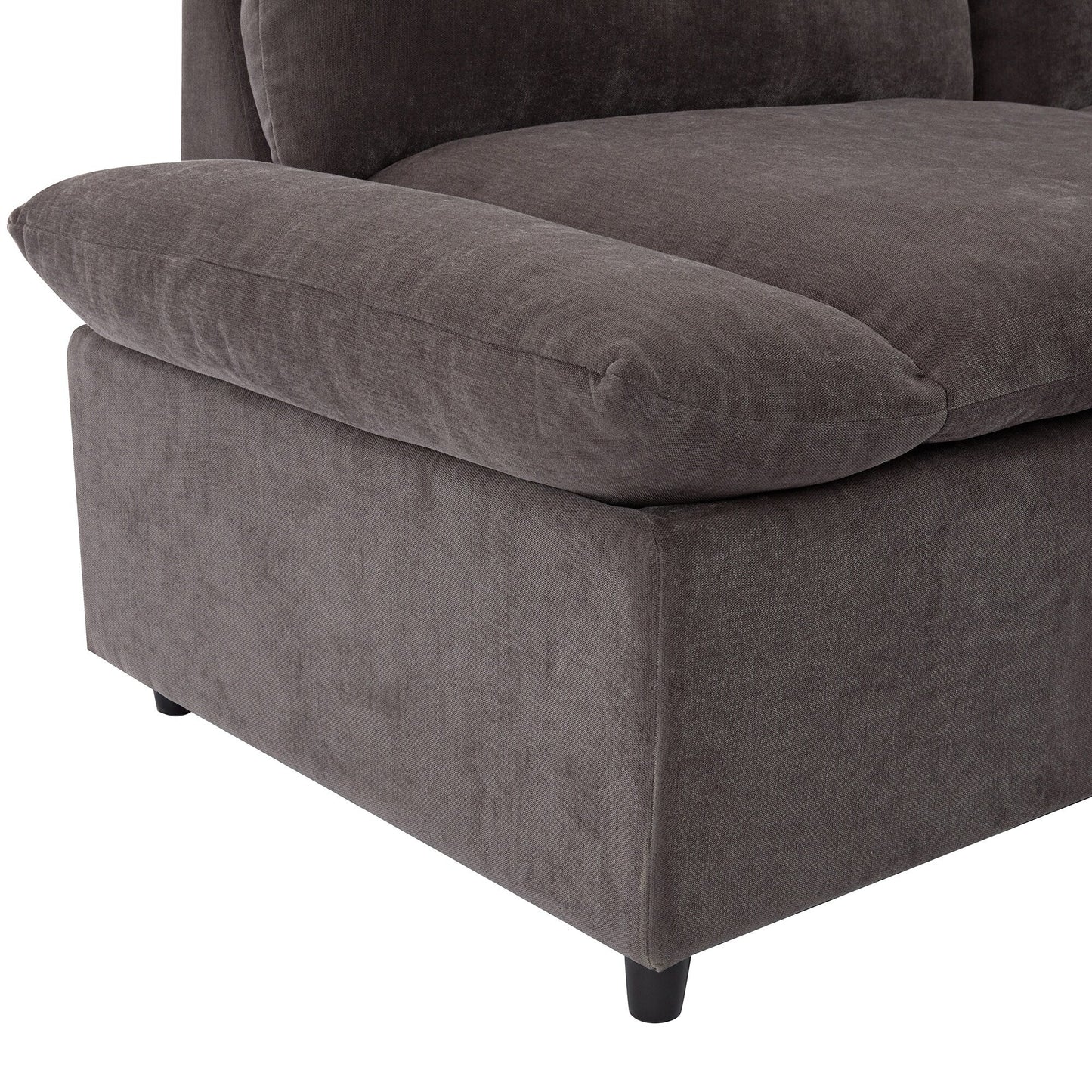 Grand canapé 3 places en polyester de 119,5 pouces avec 2 unités de rangement et pieds en bois d'hévéa pour le salon