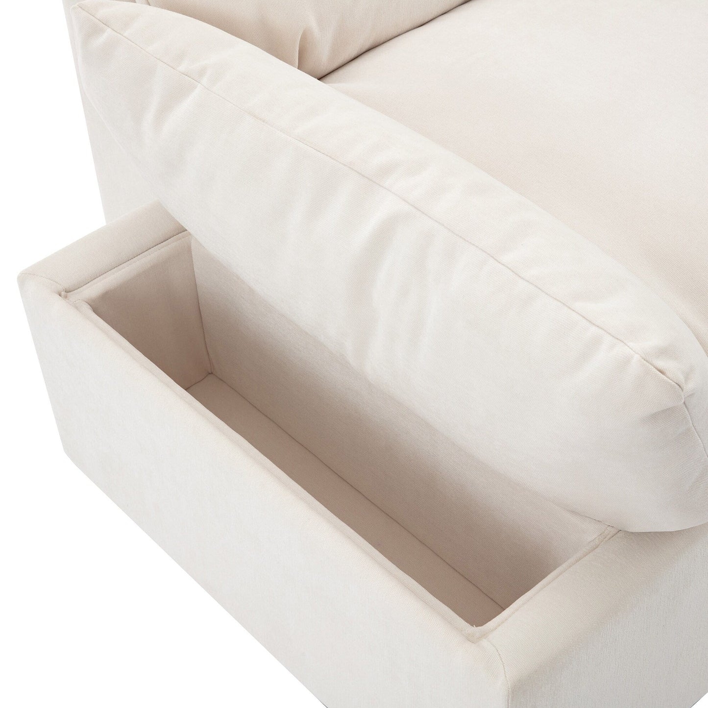 Grand canapé 3 places en polyester de 119,5 pouces avec 2 unités de rangement et pieds en bois d'hévéa pour le salon