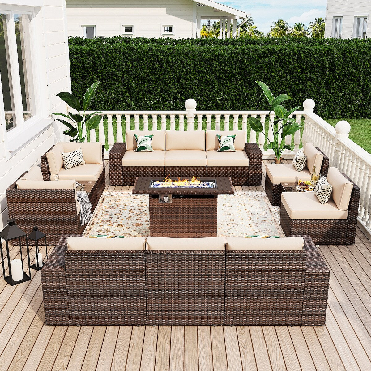 Ensemble de meubles de patio 13 pièces avec table de foyer 44