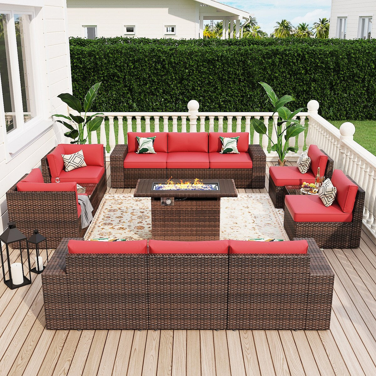 Ensemble de meubles de patio 13 pièces avec table de foyer 44