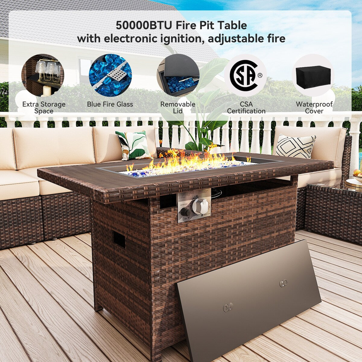 Ensemble de meubles de patio 13 pièces avec table de foyer 44