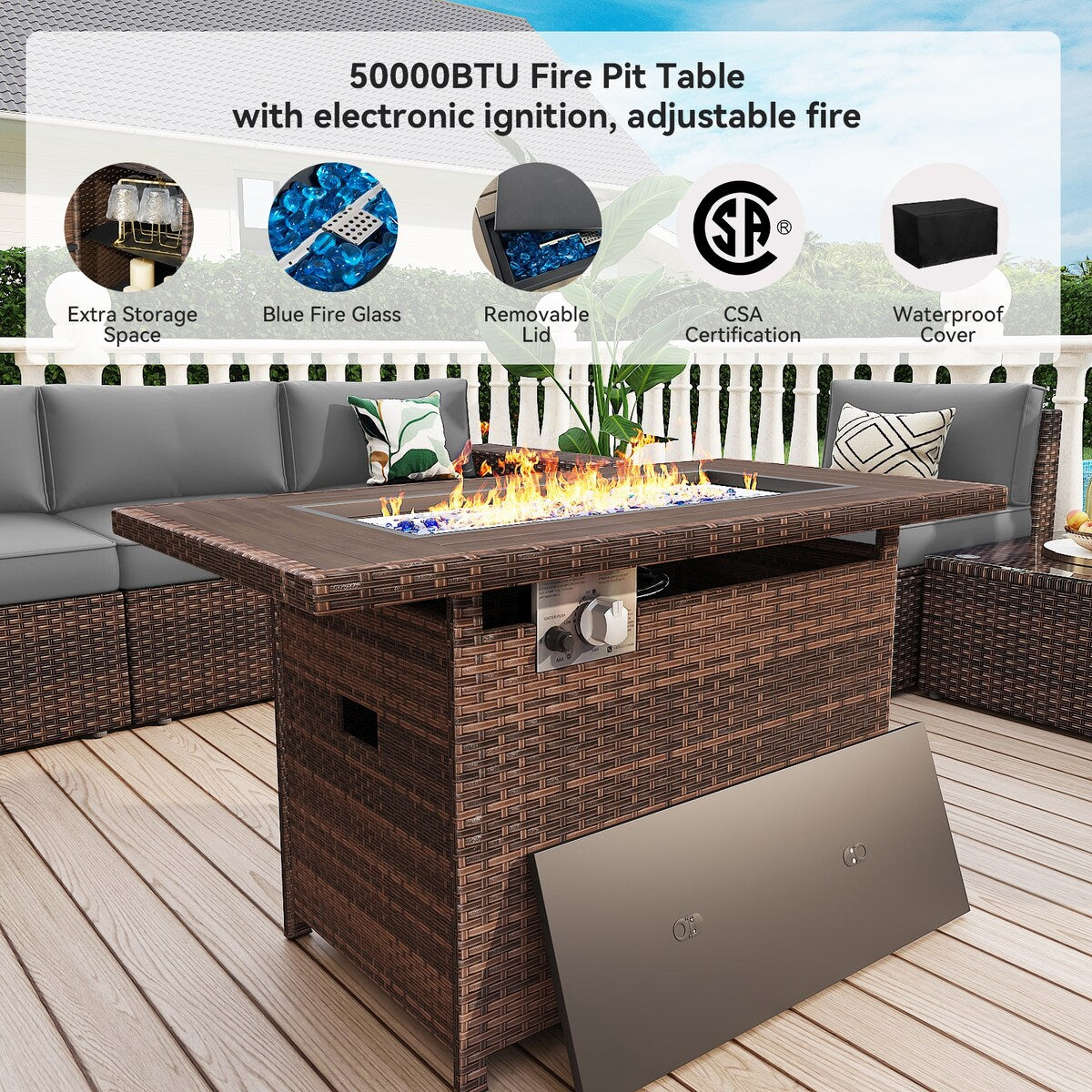 Ensemble de meubles de patio 13 pièces avec table de foyer 44