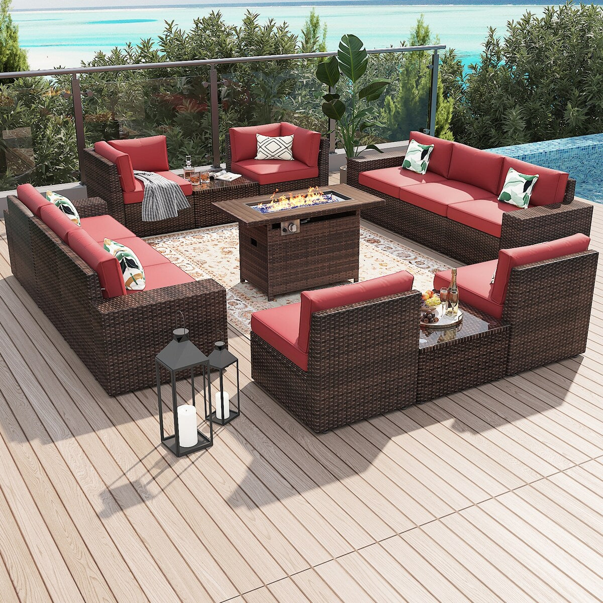 Ensemble de meubles de patio 13 pièces avec table de foyer 44