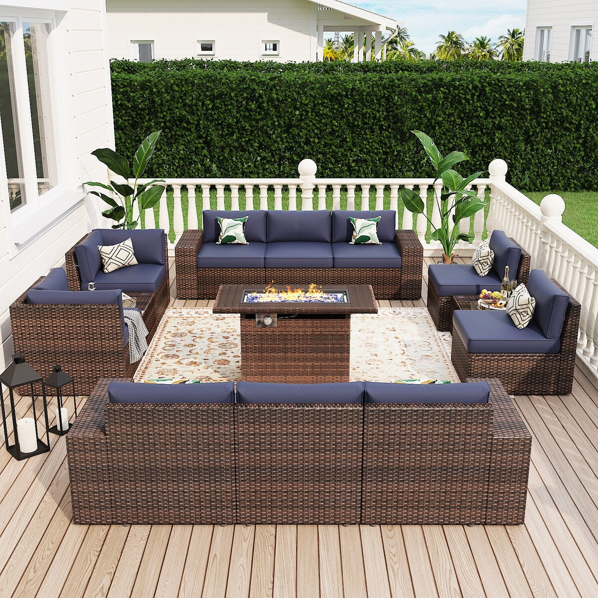 Ensemble de meubles de patio 13 pièces avec table de foyer 44