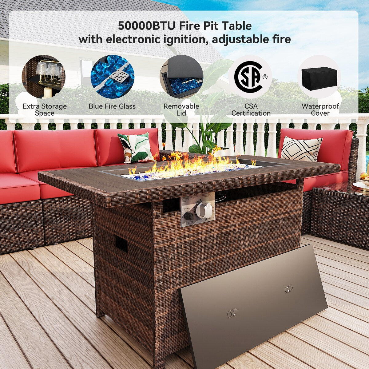 Ensemble de meubles de patio 13 pièces avec table de foyer 44