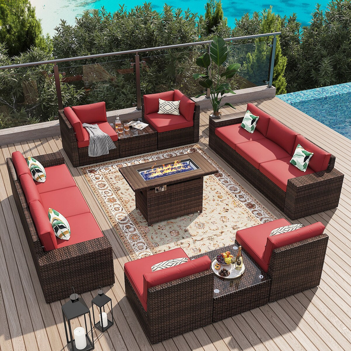 Ensemble de meubles de patio 13 pièces avec table de foyer 44