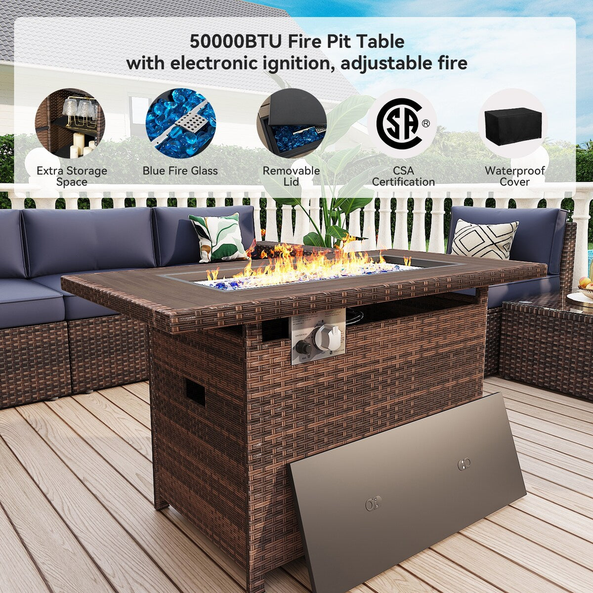 Ensemble de meubles de patio 13 pièces avec table de foyer 44