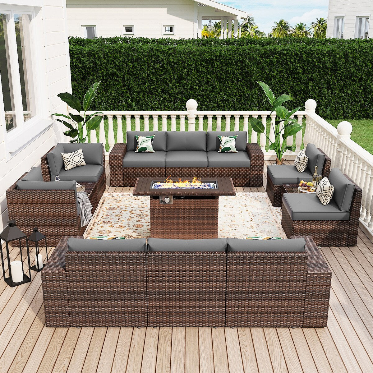 Ensemble de meubles de patio 13 pièces avec table de foyer 44