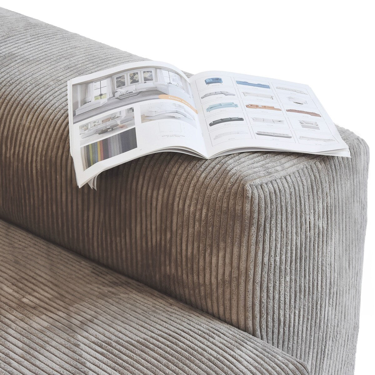 Canapé sectionnel modulaire en velours côtelé 141,73 avec coussin épais, canapé convertible à assise profonde pour salon