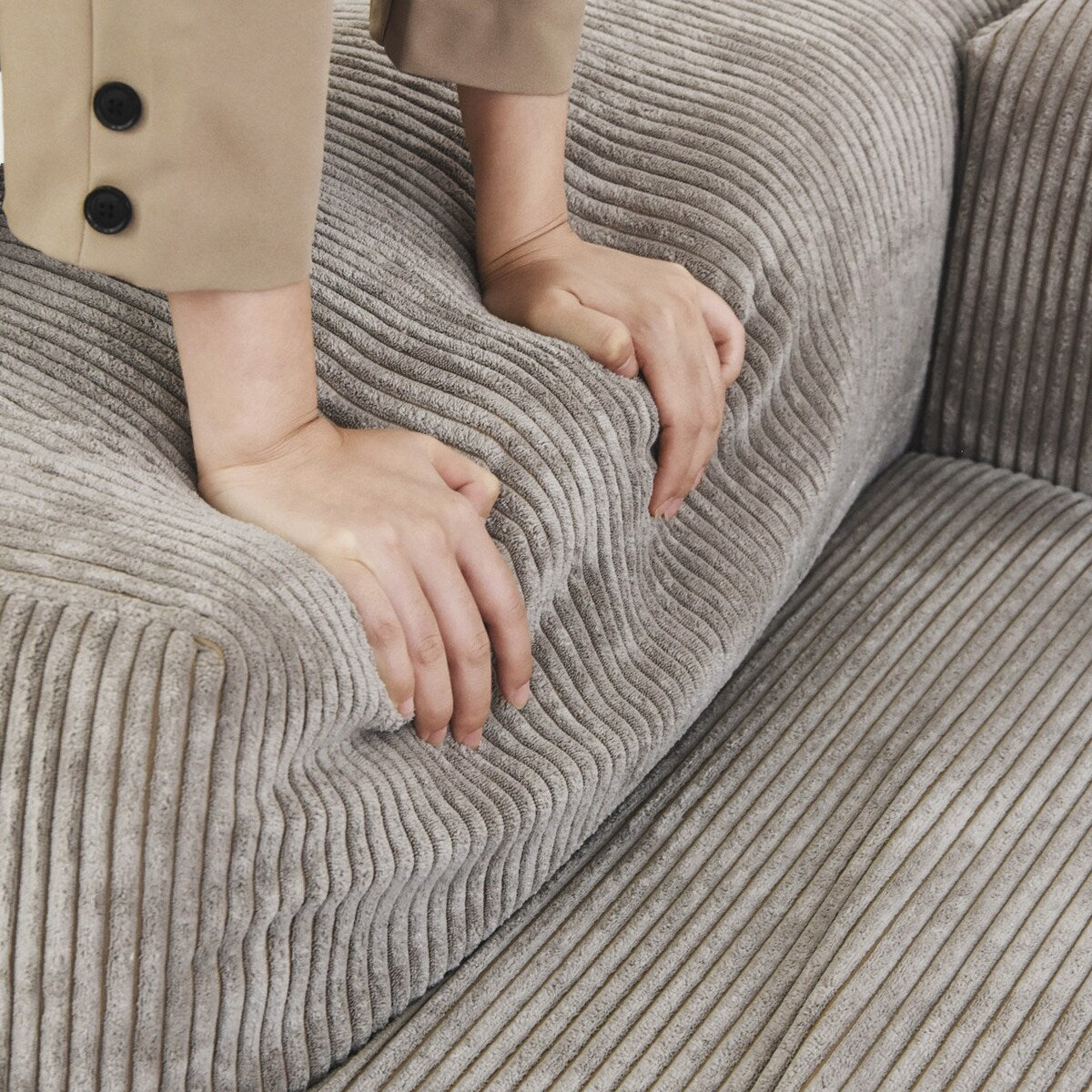Canapé sectionnel modulaire en velours côtelé 141,73 avec coussin épais, canapé convertible à assise profonde pour salon