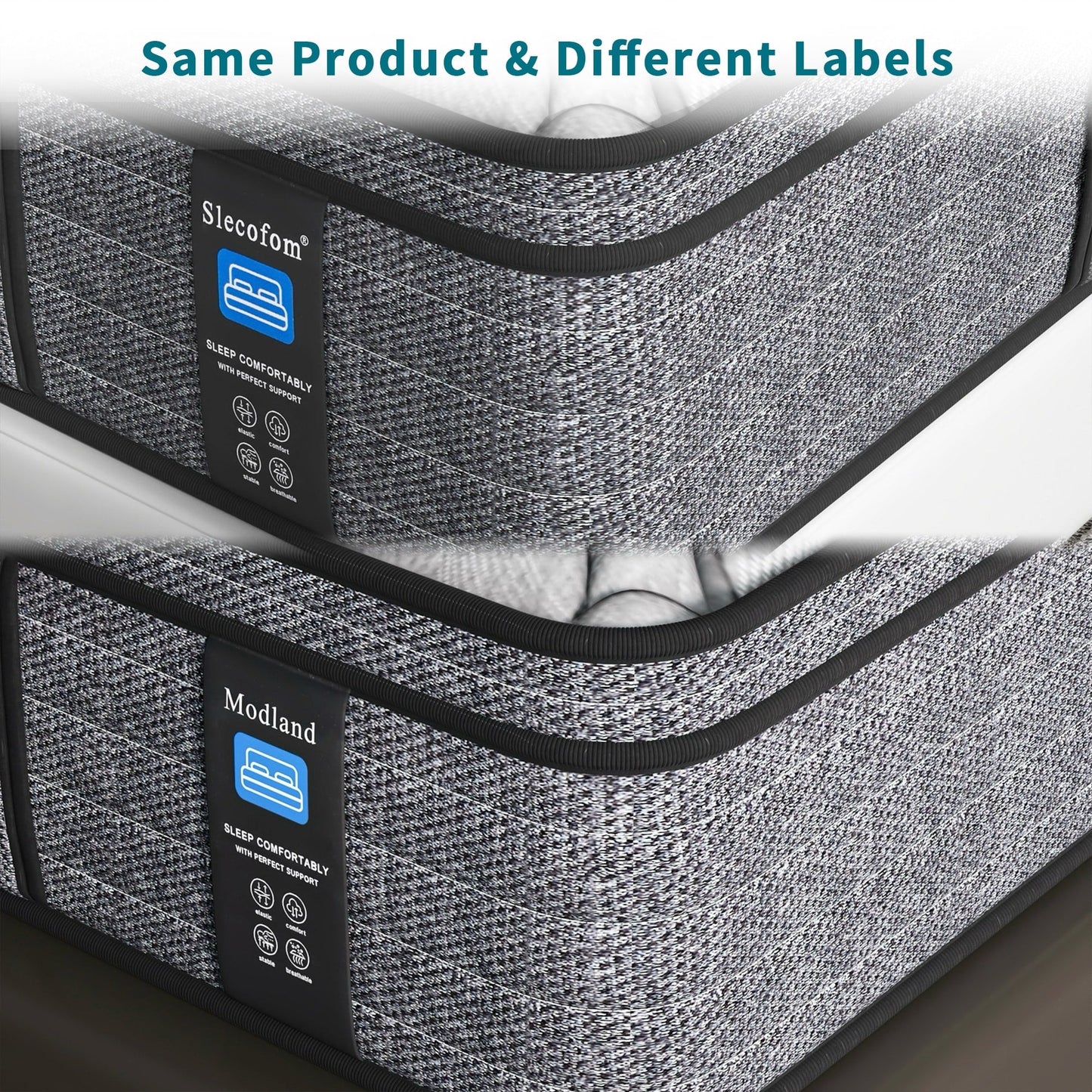 Matelas hybride Modland 14 pouces, plateau Euro, mousse CertiPUR-US ignifuge pour soulager les maux de dos, lit simple/double/queen/king size