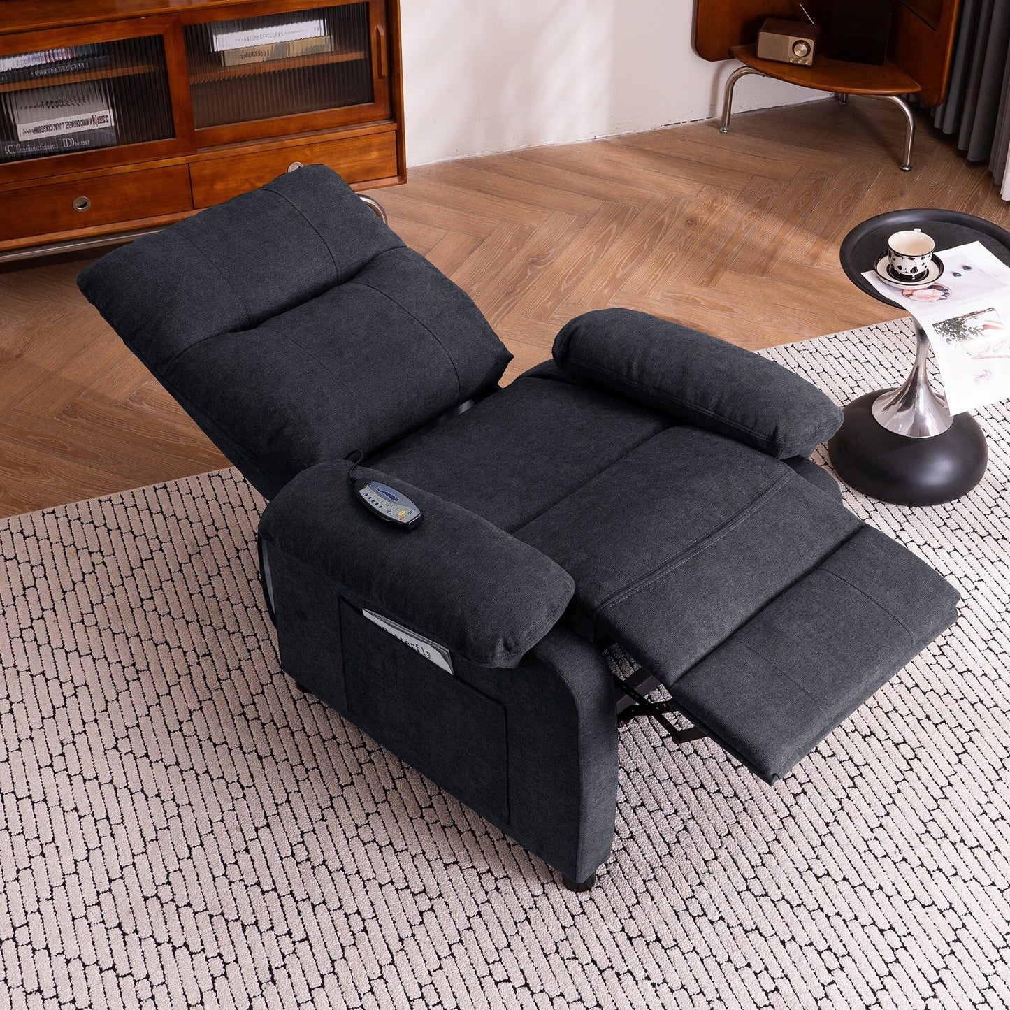 Fauteuil inclinable électrique à 160° pour personnes âgées, avec massage à 8 points, chauffage et tissu chenille doux