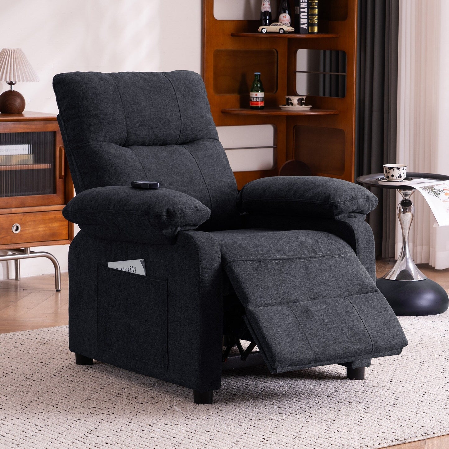 Fauteuil inclinable électrique à 160° pour personnes âgées, avec massage à 8 points, chauffage et tissu chenille doux