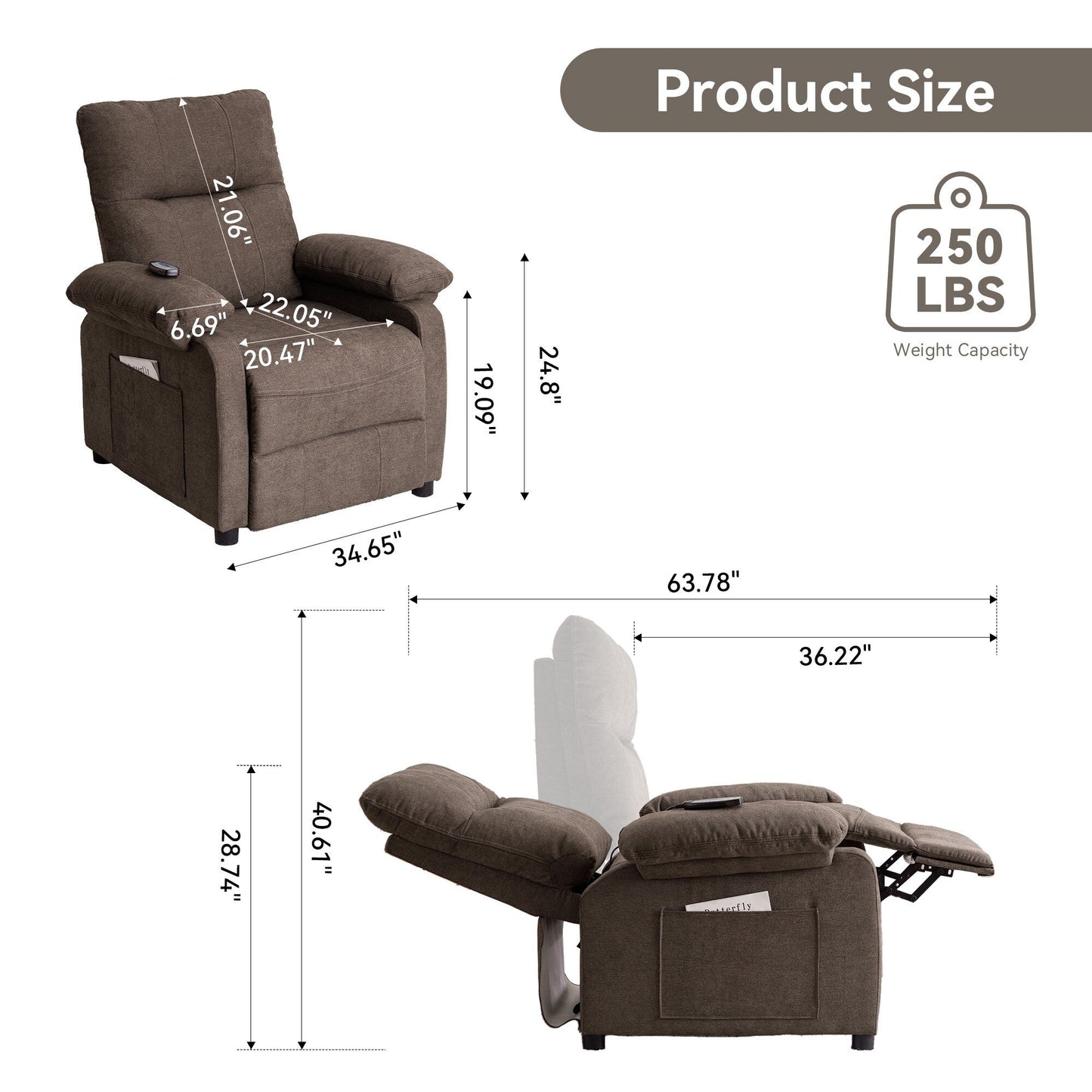 Fauteuil inclinable à 160° pour personnes âgées