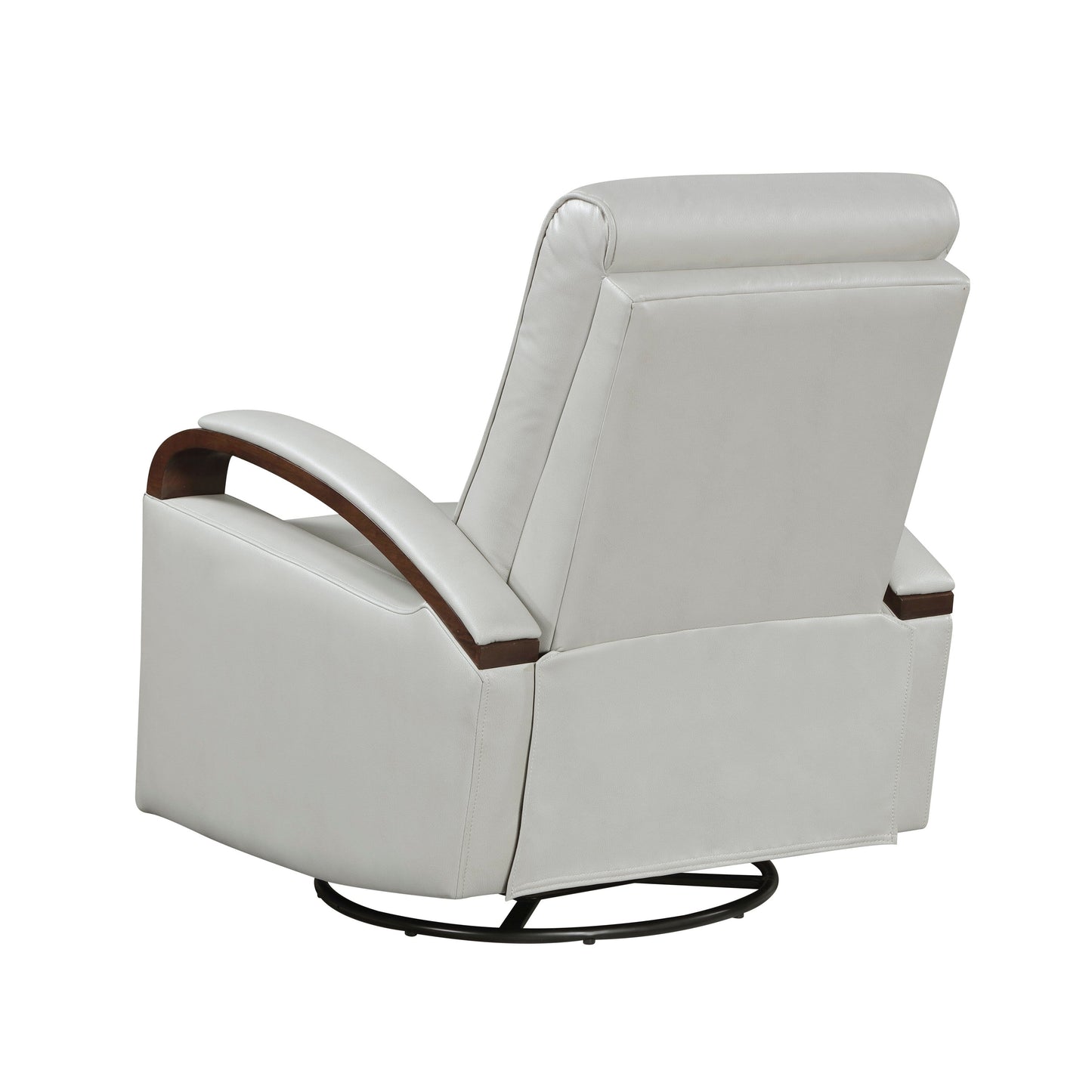 Fauteuil inclinable pivotant et coulissant, 1 pièce, en similicuir, rembourré, avec accoudoirs en bois d'hévéa massif, meuble de salon luxueux