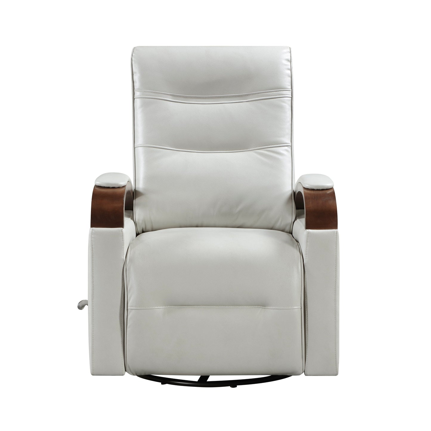 Fauteuil inclinable pivotant et coulissant, 1 pièce, en similicuir, rembourré, avec accoudoirs en bois d'hévéa massif, meuble de salon luxueux