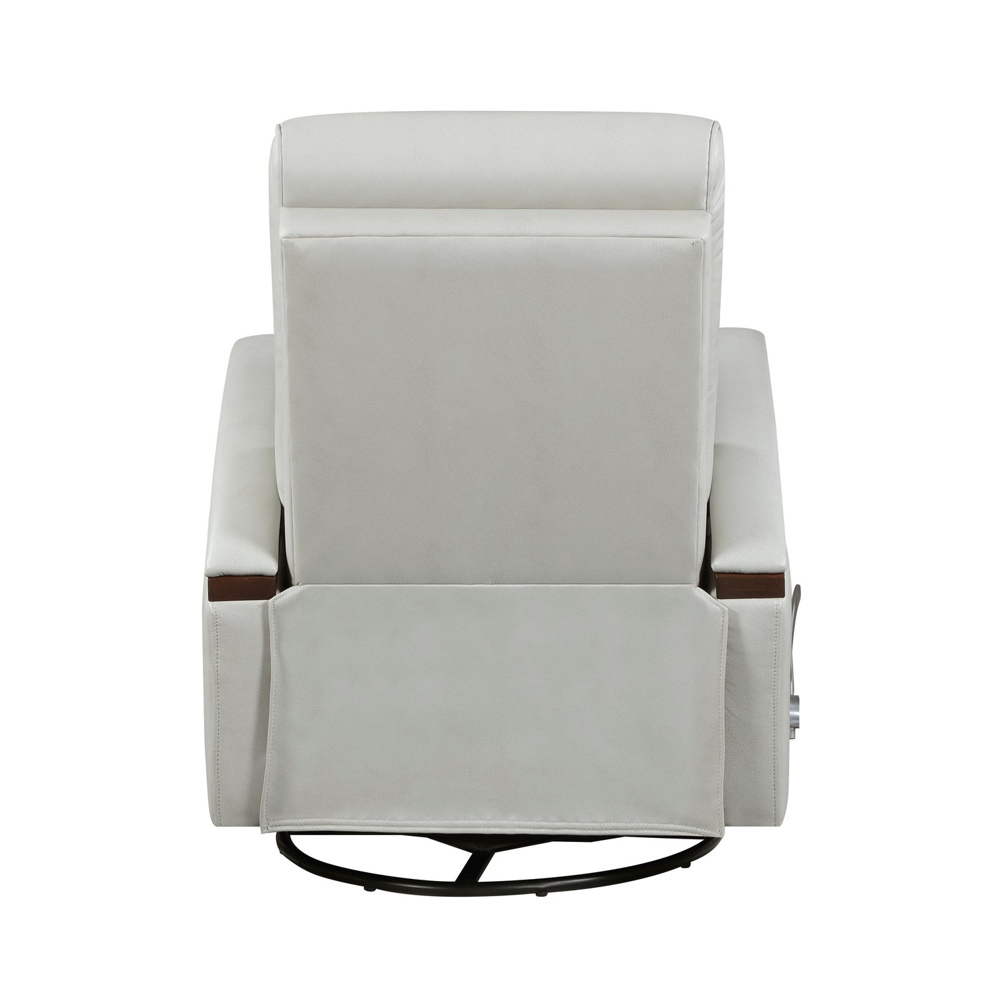 Fauteuil inclinable pivotant et coulissant, 1 pièce, en similicuir, rembourré, avec accoudoirs en bois d'hévéa massif, meuble de salon luxueux