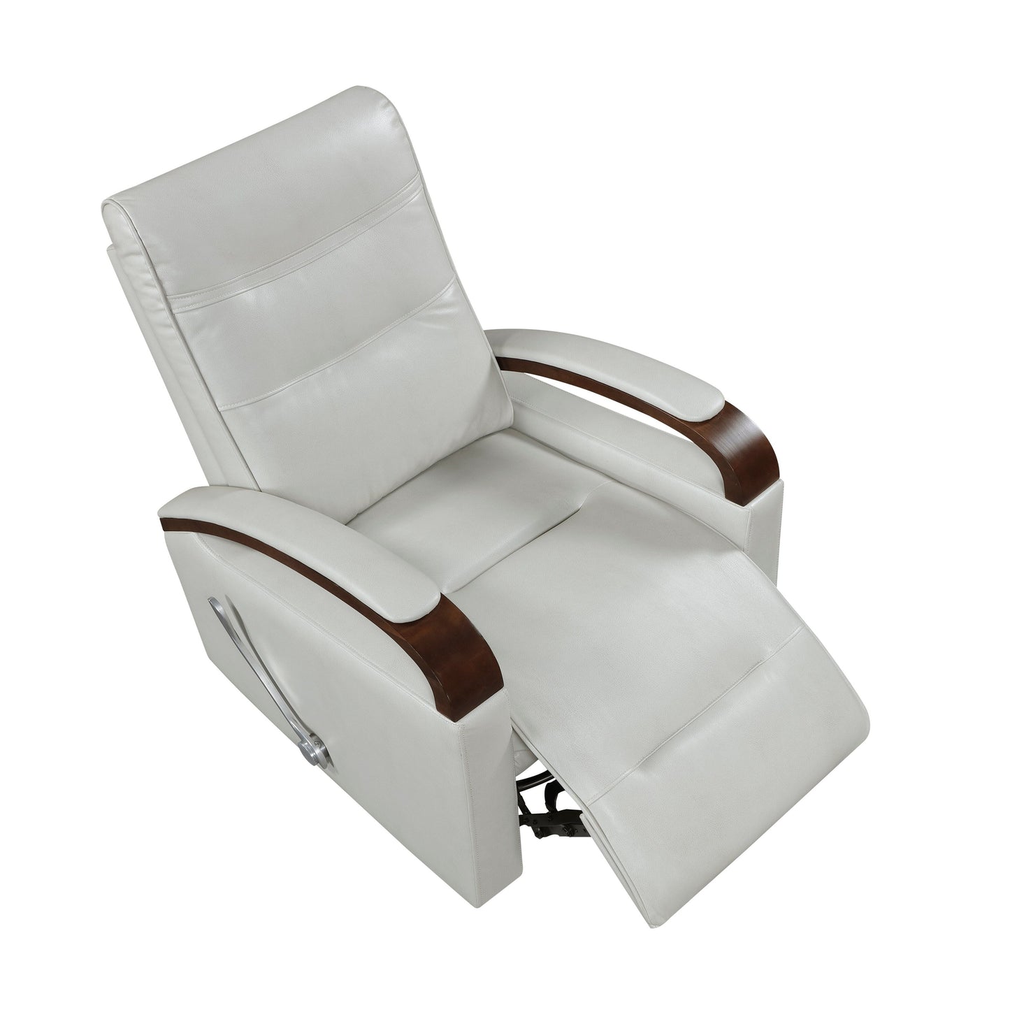 Fauteuil inclinable pivotant et coulissant, 1 pièce, en similicuir, rembourré, avec accoudoirs en bois d'hévéa massif, meuble de salon luxueux