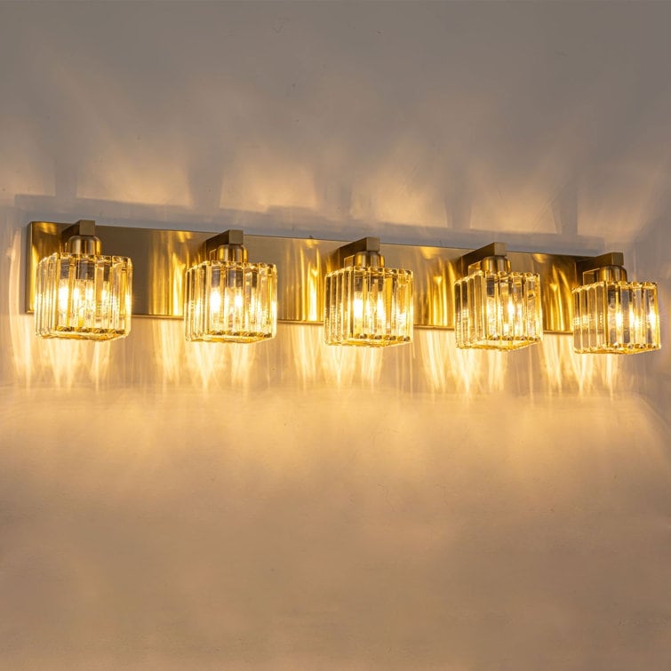 Applique murale de salle de bain 2/3/4/5 lumières avec abat-jour en cristal